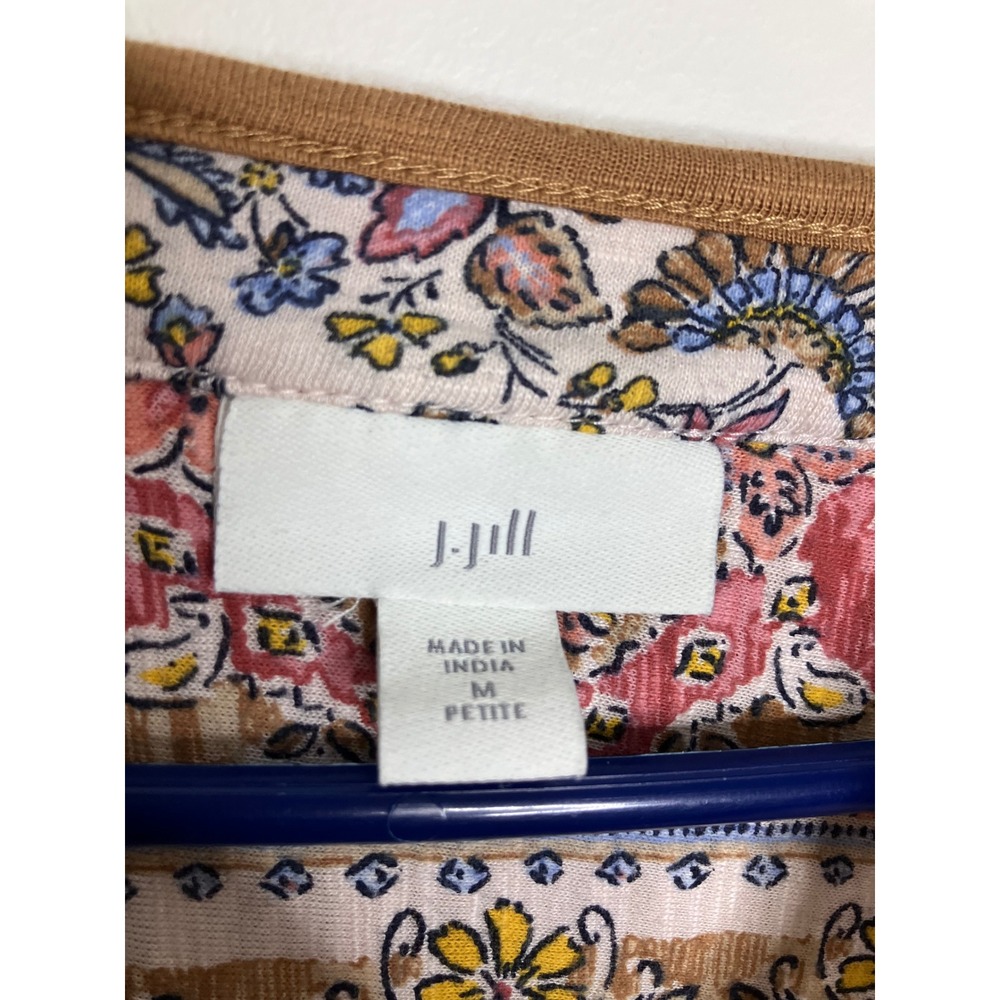 J. Jill Tunic Top Womens M Petite Floral Multi Excellent Cotton Tencel Modal - Picture 3 of 7